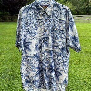 Vintage Ralph Lauren Chaps Tropical Hawaiian Print Boy Scout Label Button Down